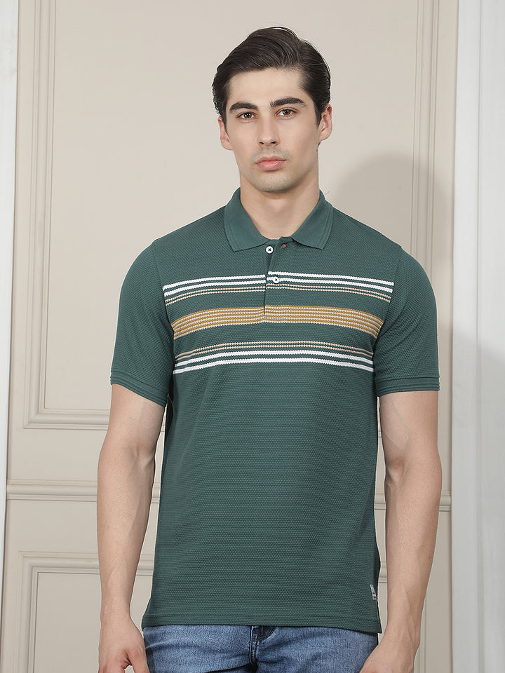 green striped polo t-shirt