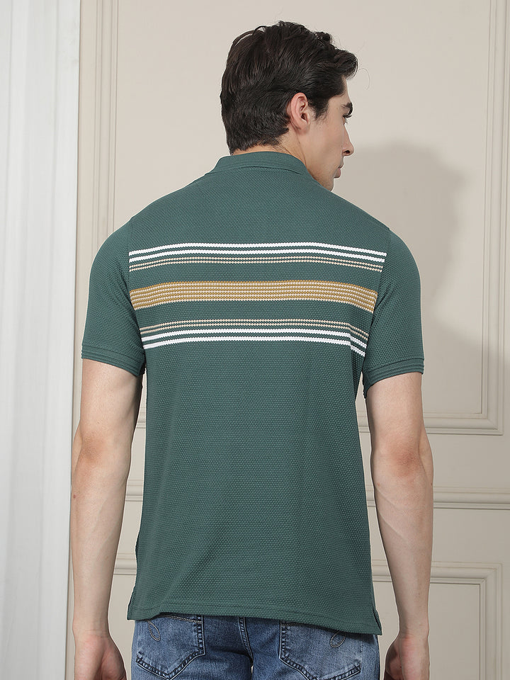 green striped polo t-shirt