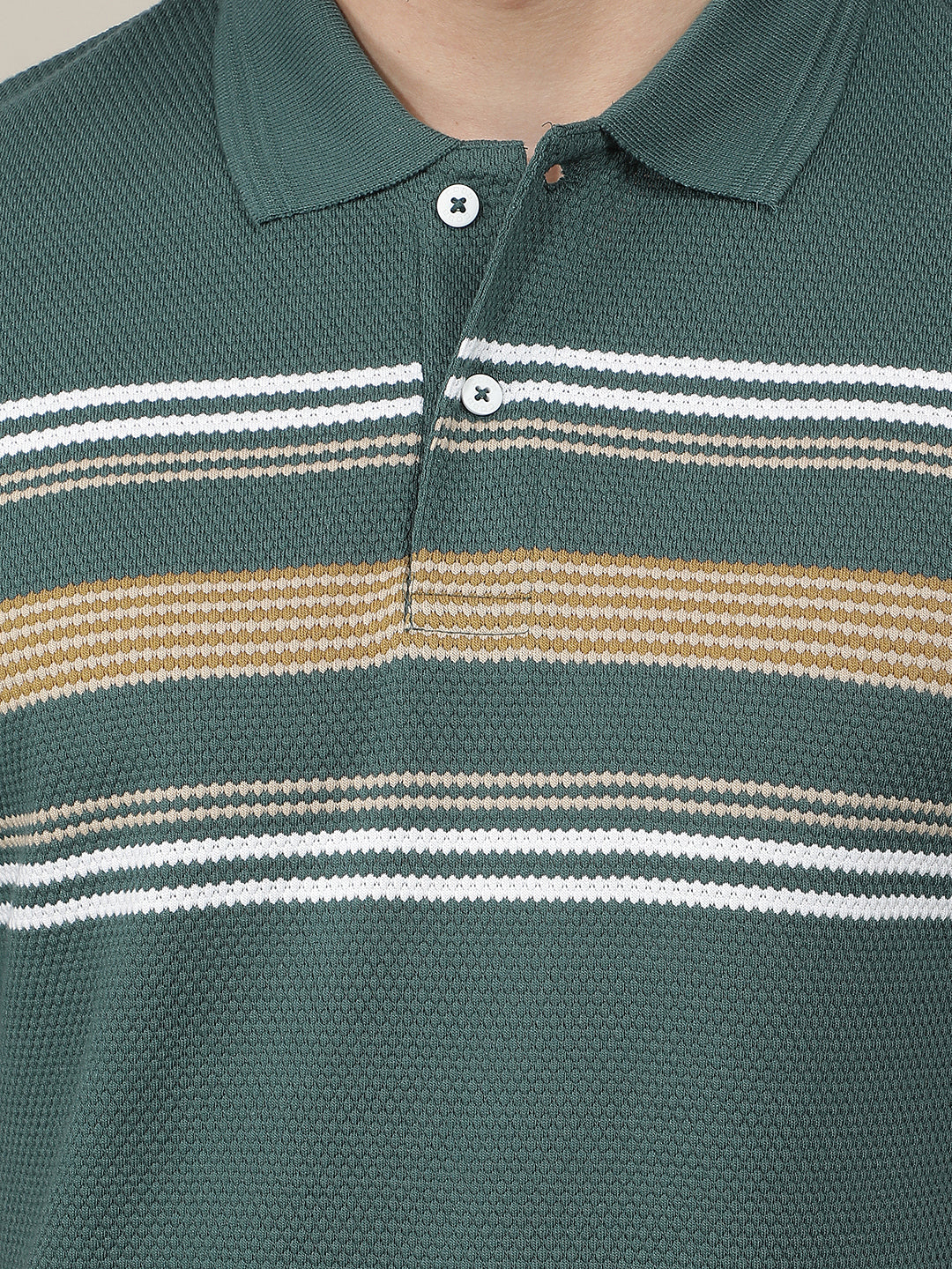green striped polo t-shirt