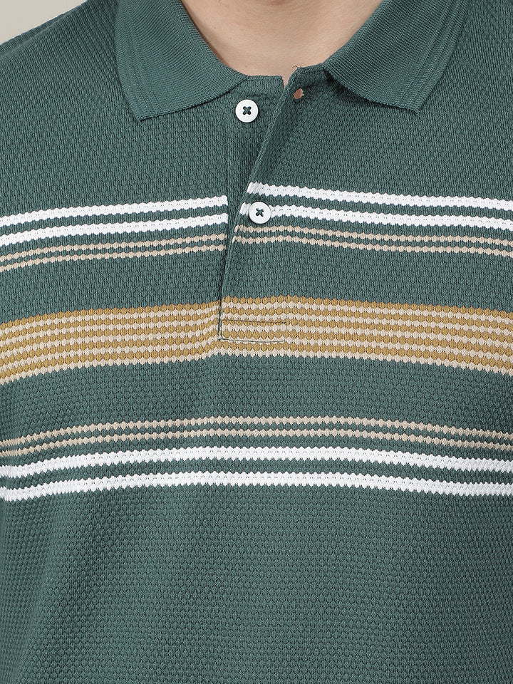 green striped polo t-shirt