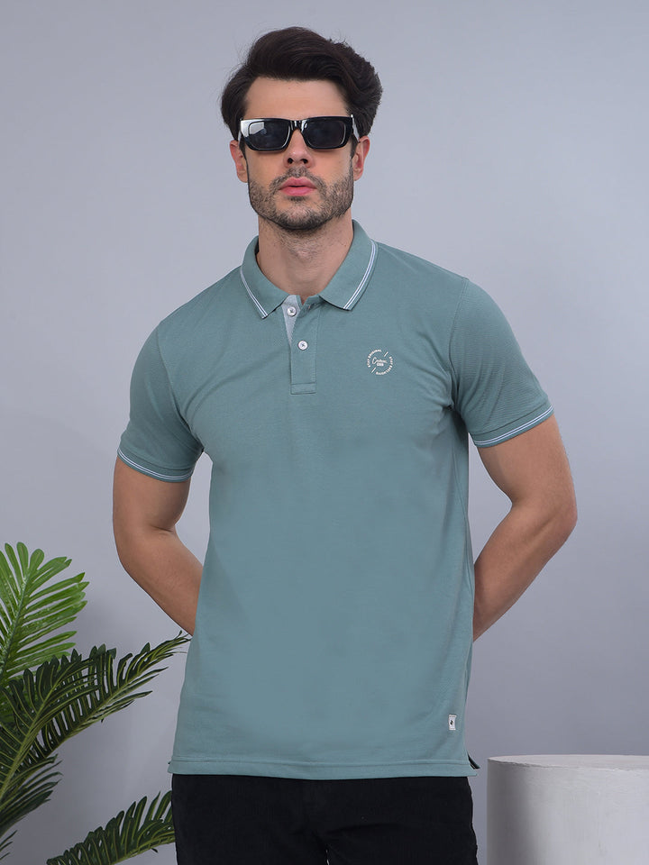 cobb solid dark aqua polo neck t-shirt