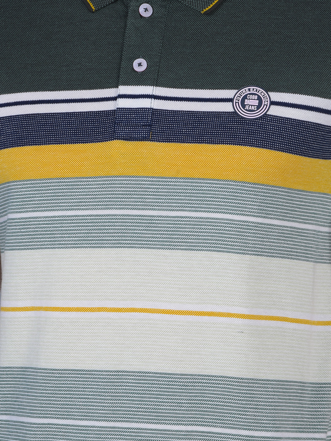 cobb green striped polo neck t-shirt