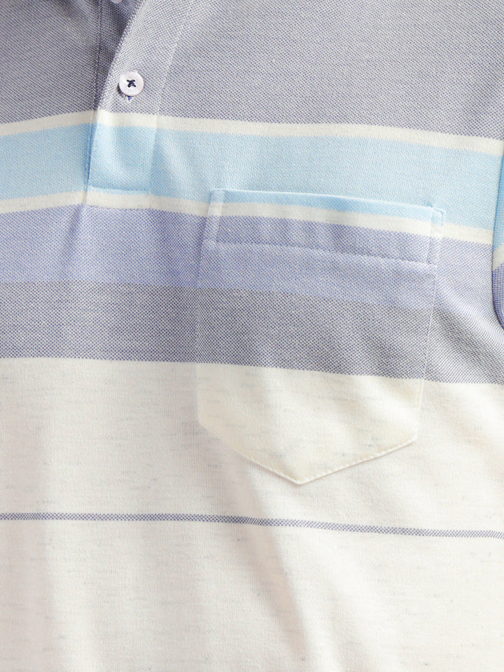 cobb white striped polo neck t-shirt