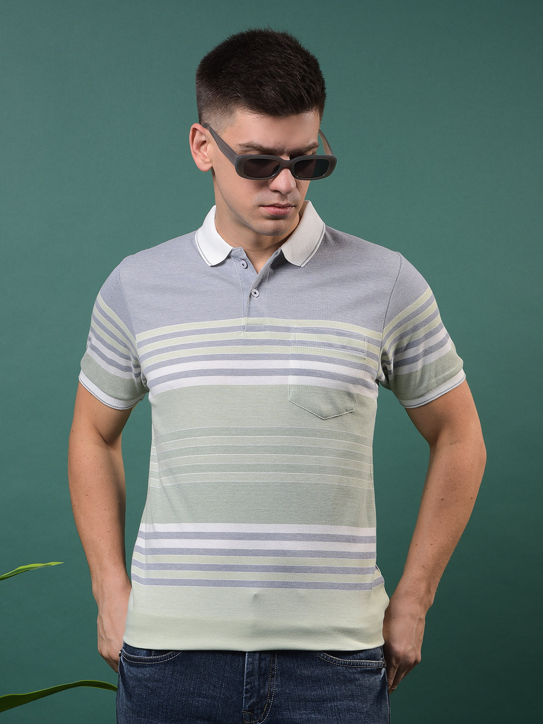 cobb pista striped polo neck t-shirt