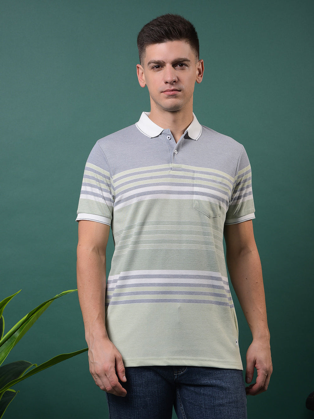 cobb pista striped polo neck t-shirt