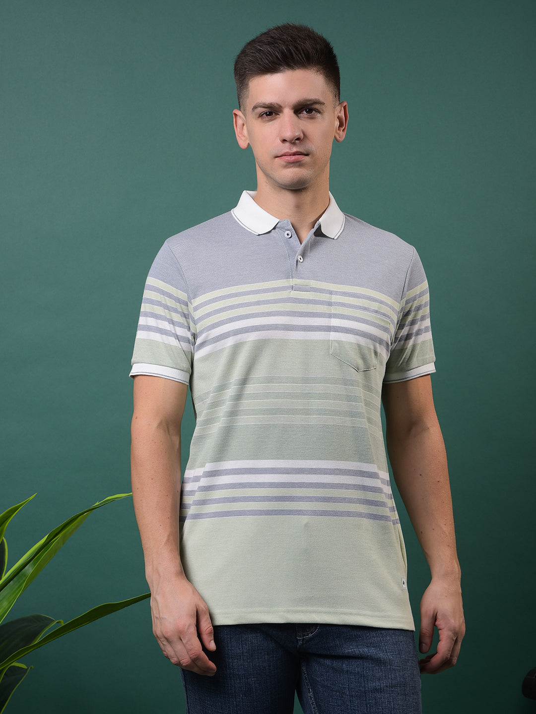 cobb pista striped polo neck t-shirt