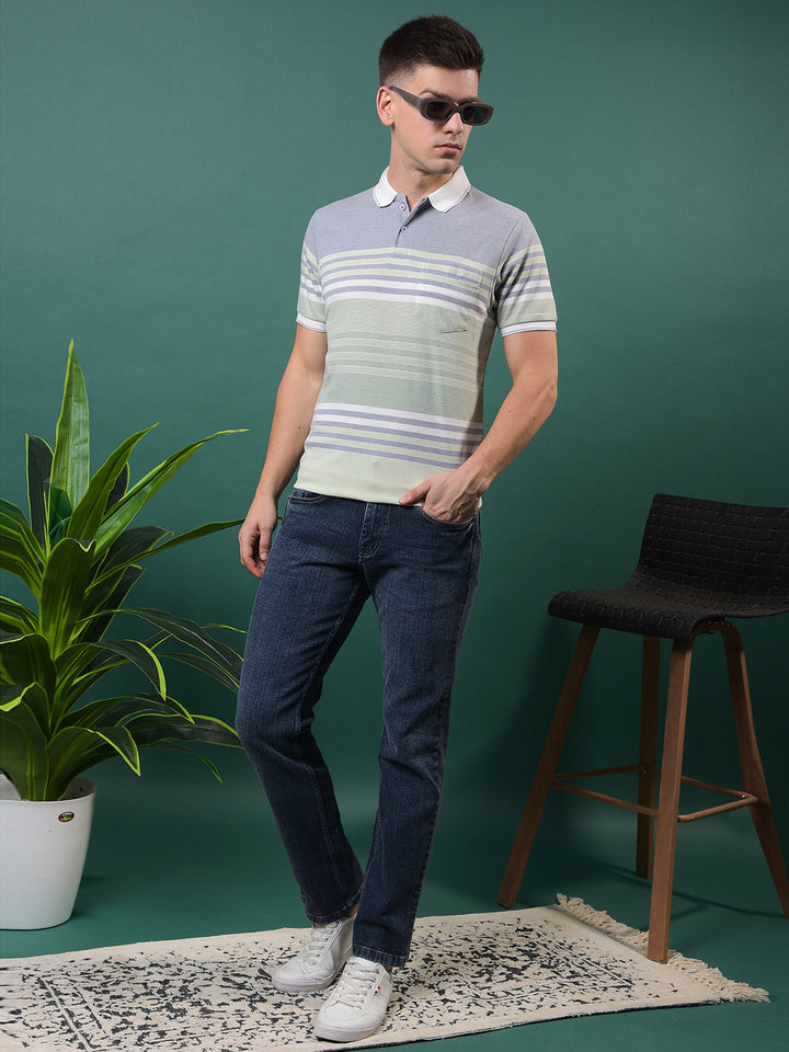 COBB PISTA STRIPED POLO NECK T-SHIRT