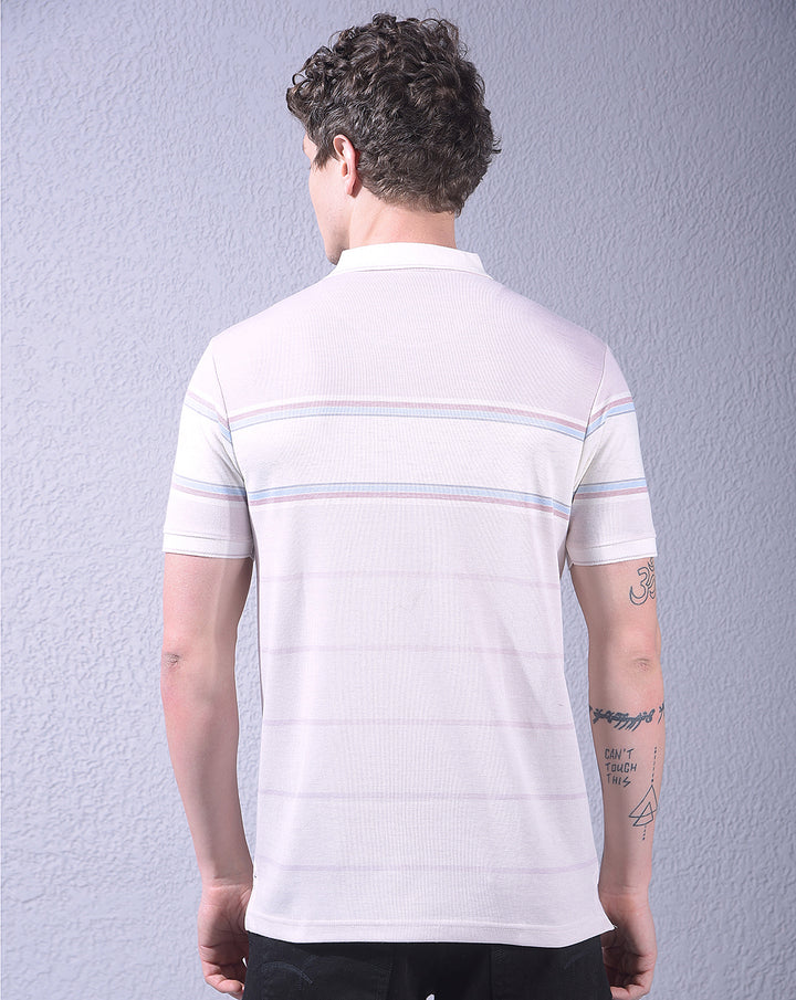 cobb pink color-block polo neck t-shirt
