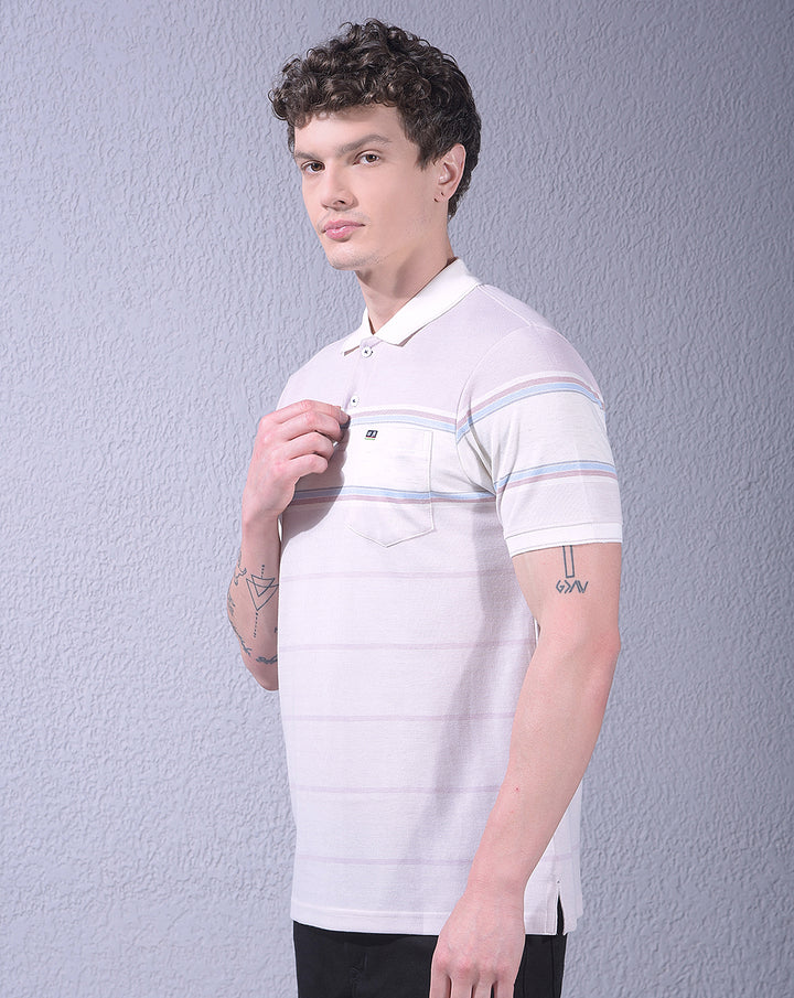 cobb pink color-block polo neck t-shirt