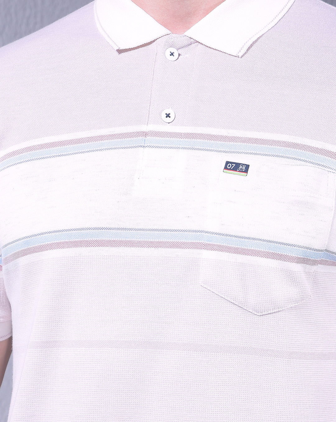 COBB PINK COLOR-BLOCK POLO NECK T-SHIRT