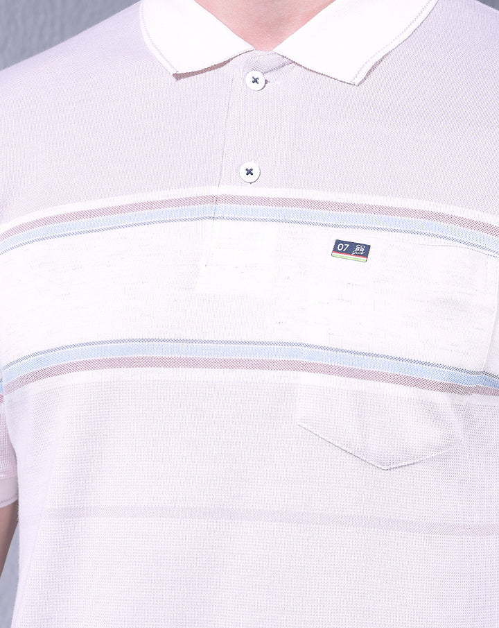 COBB PINK COLOR-BLOCK POLO NECK T-SHIRT
