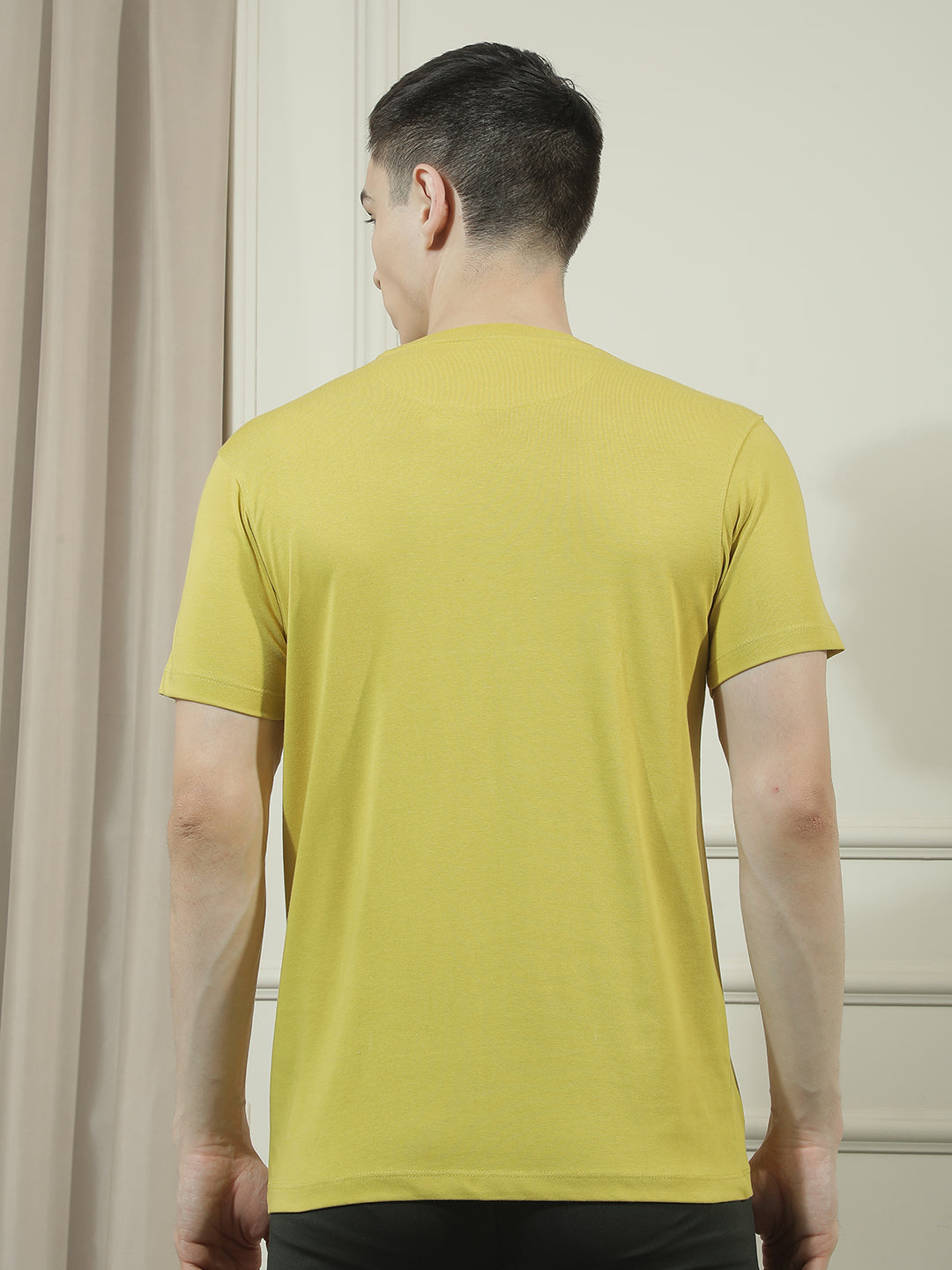 cobb yellow printed round neck t-shirt