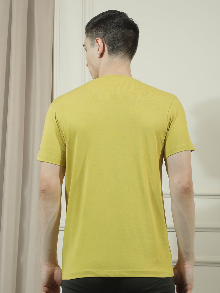 cobb yellow printed round neck t-shirt
