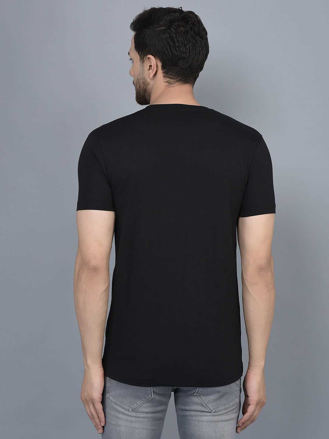 Cobb Black Printed Round Neck T-Shirt