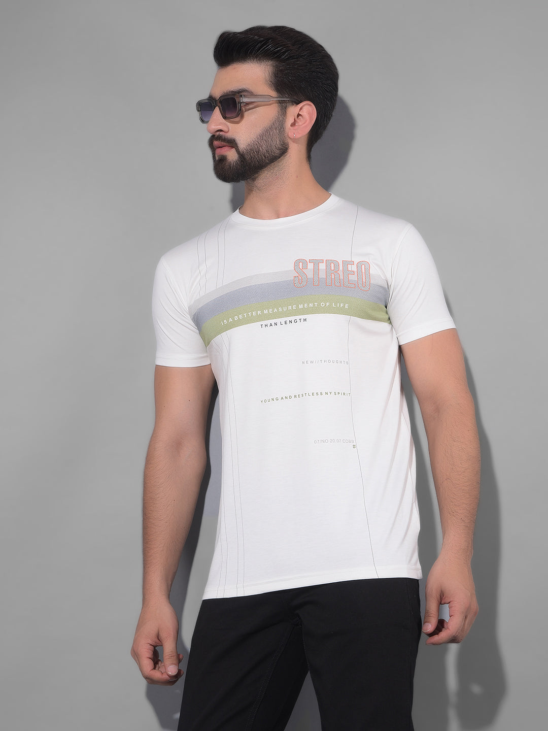 COBB OFF WHITE PRINTED ROUND NECK T-SHIRT