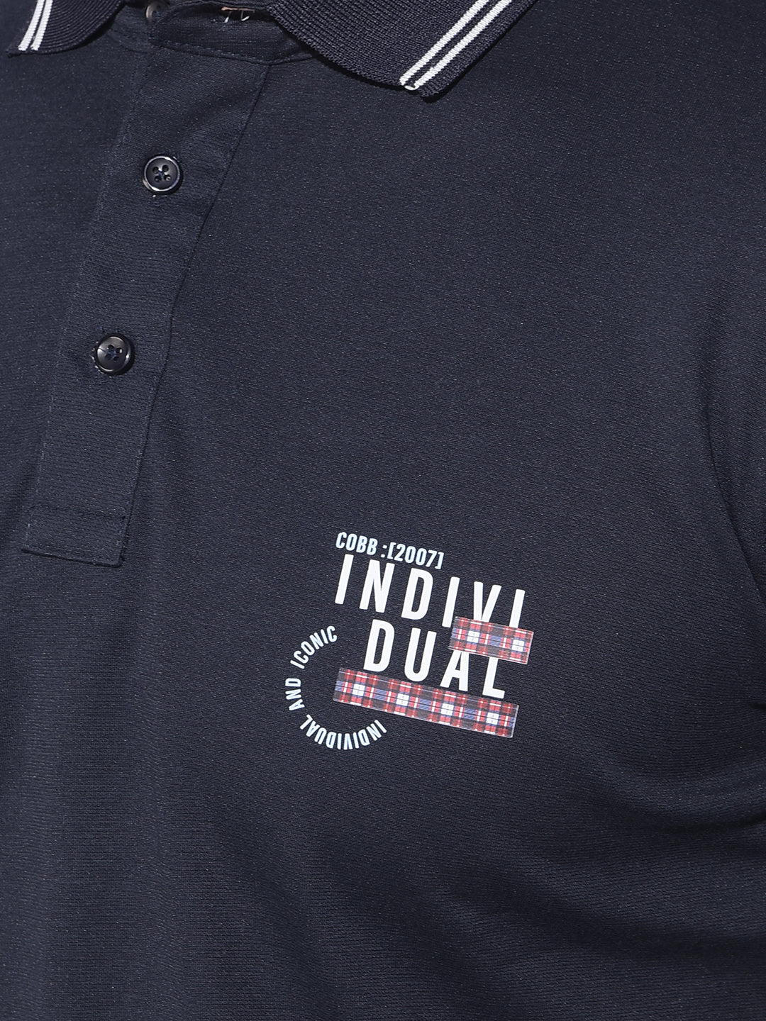 cobb solid navy blue polo neck t-shirt