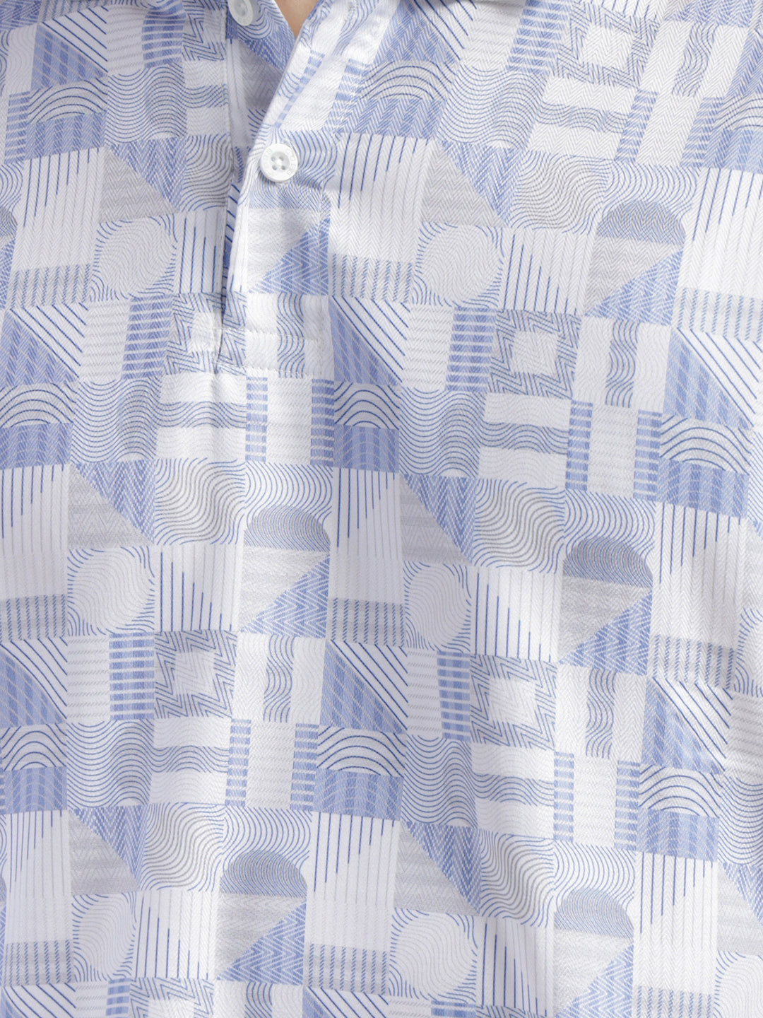 cobb white printed polo neck t-shirt