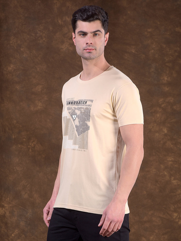 cobb beige printed round neck t-shirt