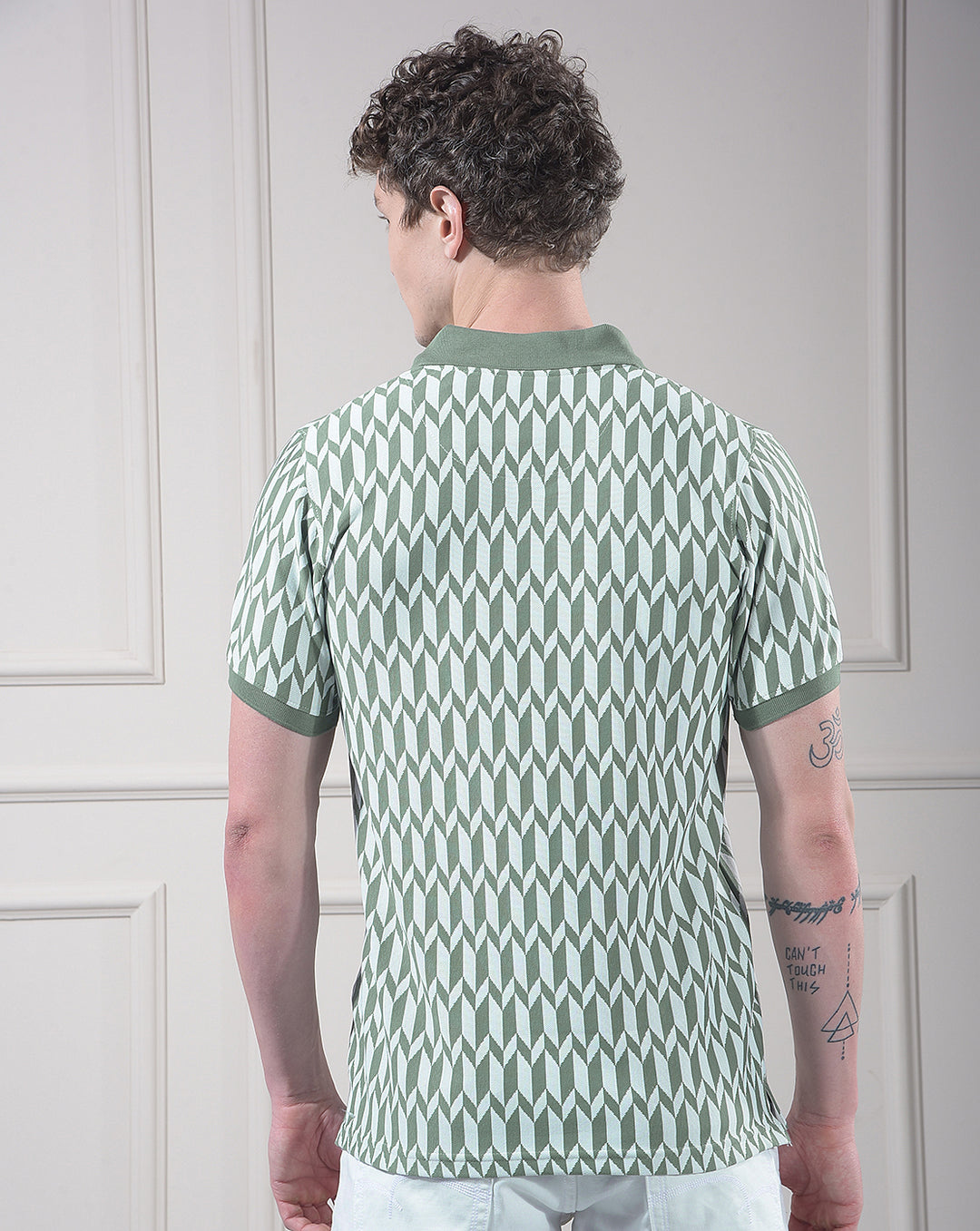 cobb green printed polo neck t-shirt