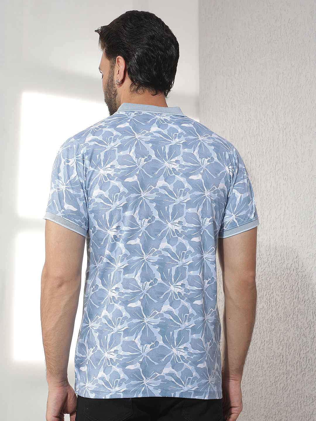 cobb blue printed polo neck t-shirt