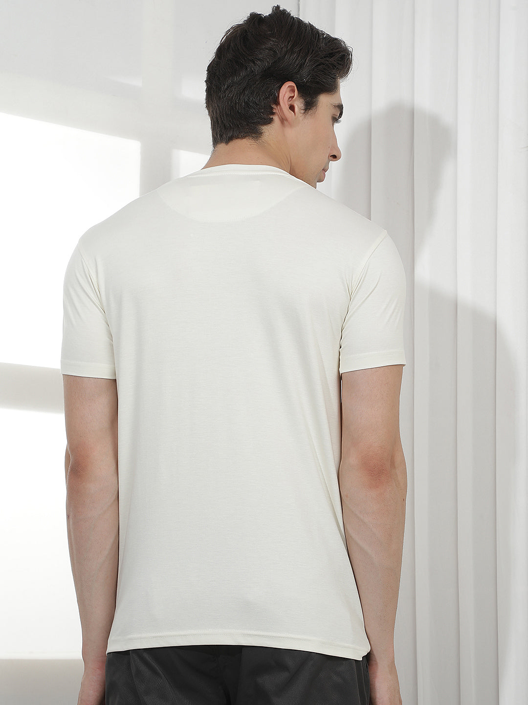 cream printed round tees