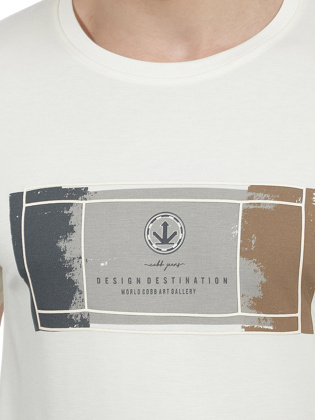 cream printed round tees