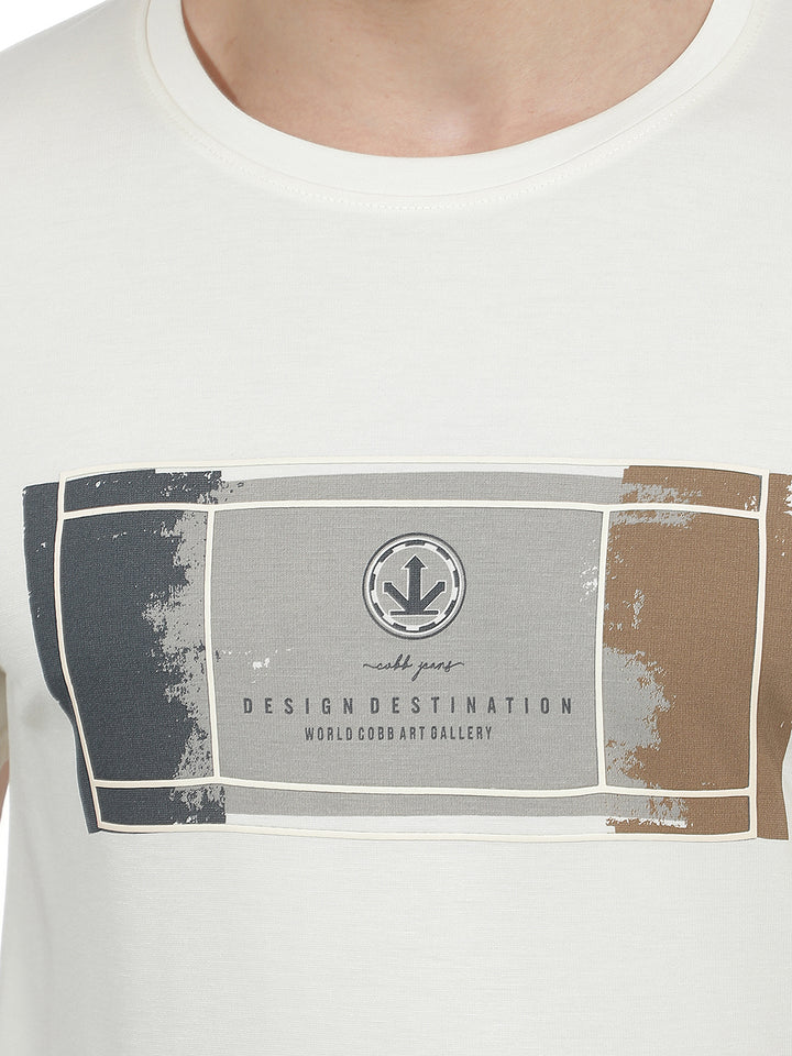 cream printed round tees
