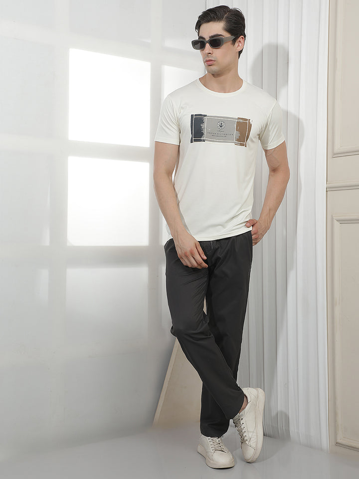 CREAM PRINTED ROUND TEES