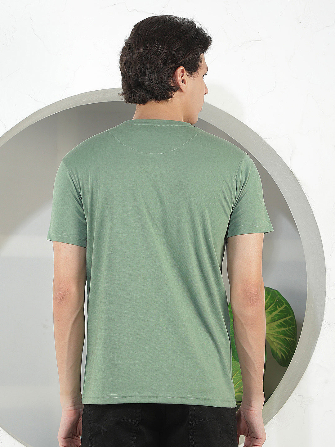 light green printed round tees