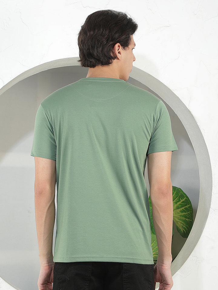 light green printed round tees
