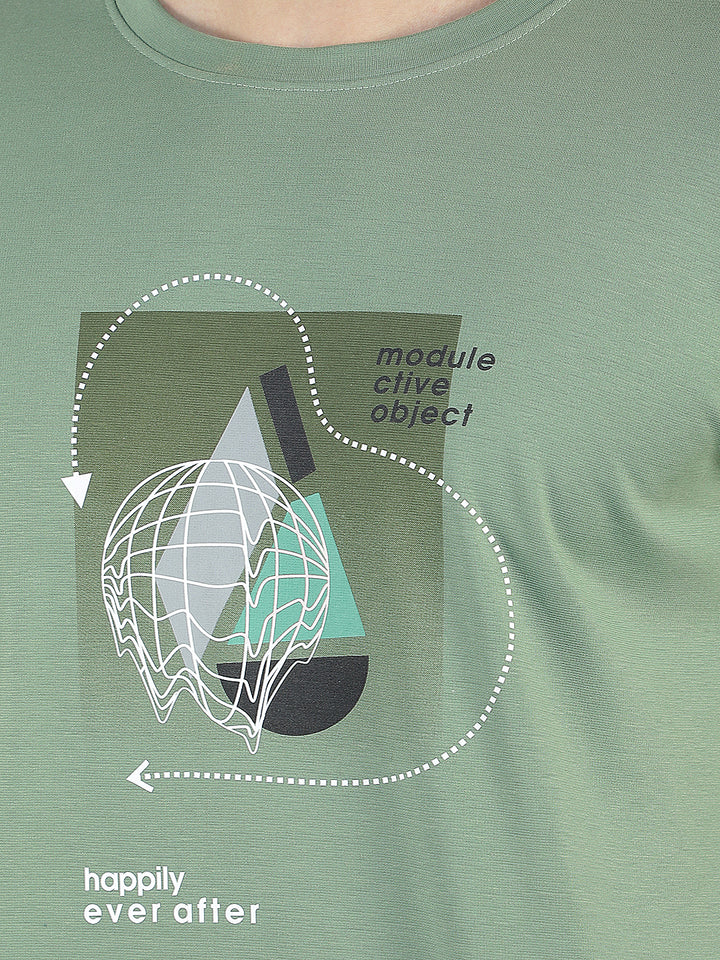 light green printed round tees