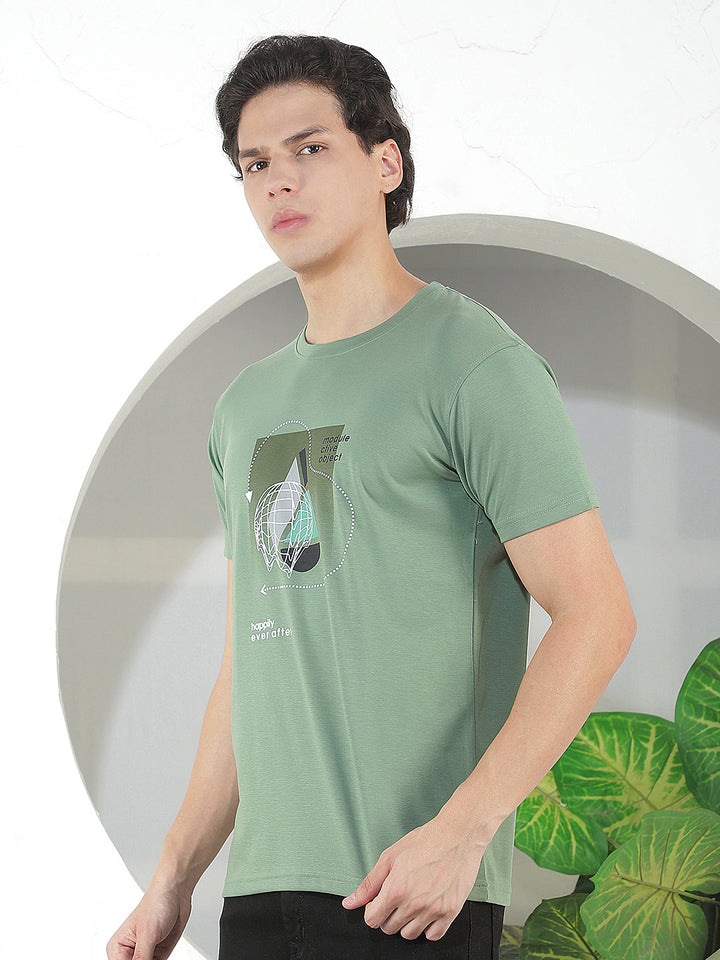 LIGHT GREEN PRINTED ROUND TEES
