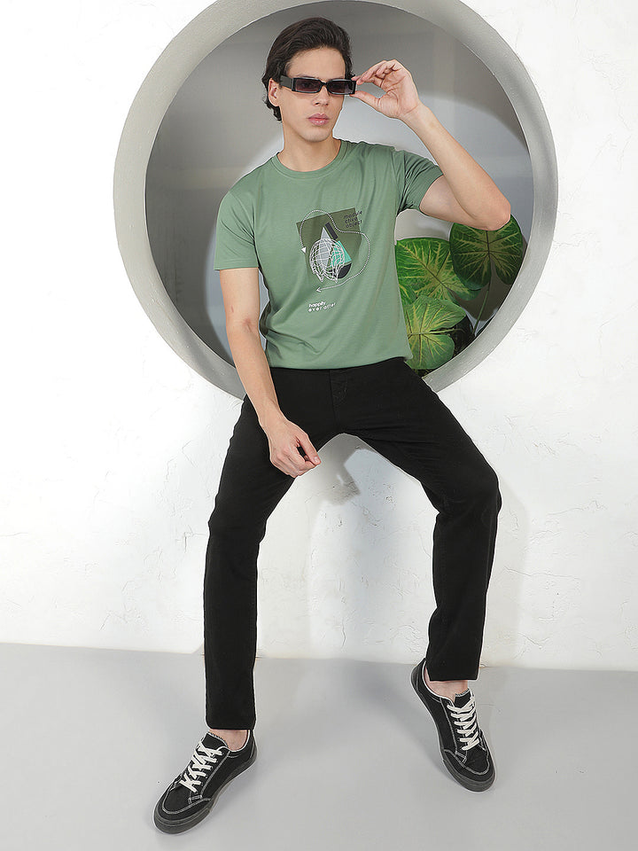 LIGHT GREEN PRINTED ROUND TEES