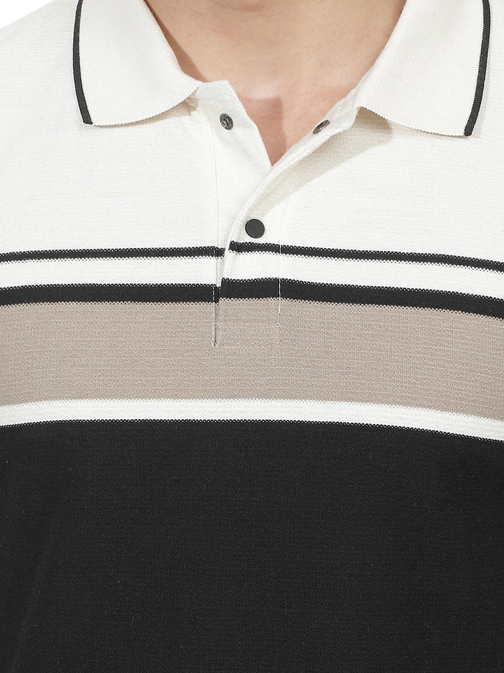 black color-block polo t-shirt