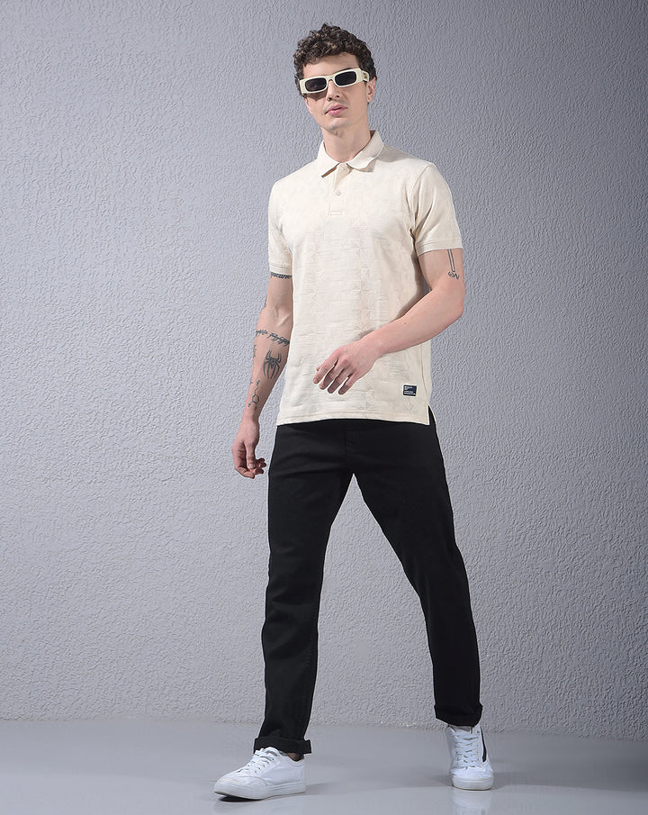 COBB CREAM SOLID POLO NECK T-SHIRT