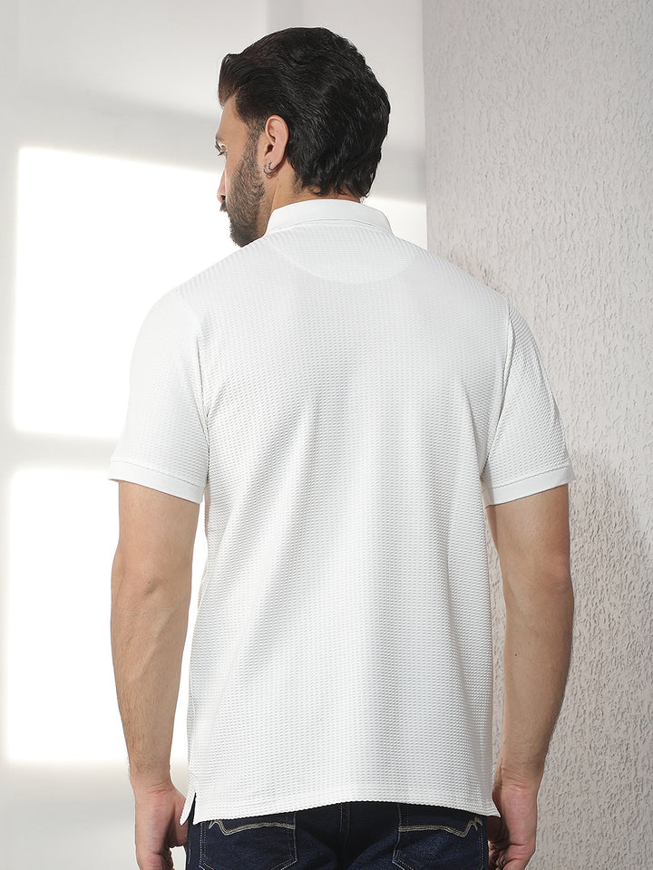 cobb white solid polo neck t-shirt