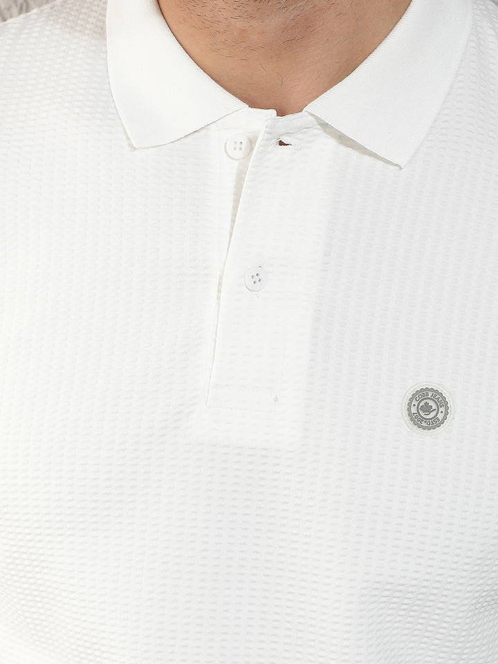 COBB WHITE SOLID POLO NECK T-SHIRT