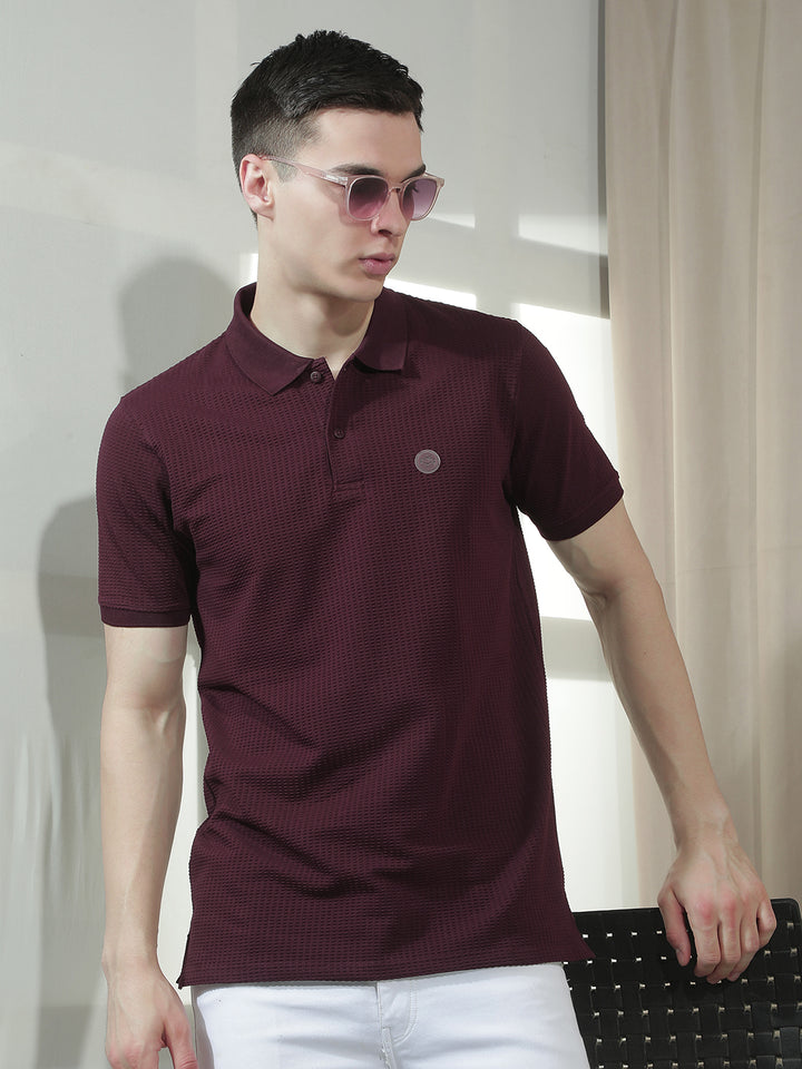 cobb wine solid polo neck t-shirt