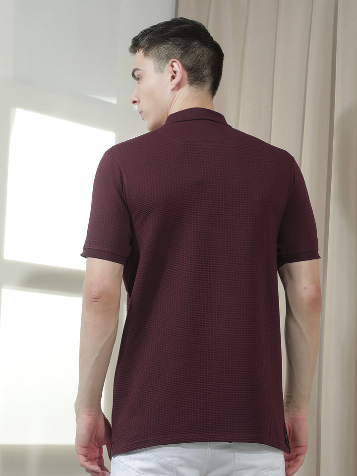 cobb wine solid polo neck t-shirt