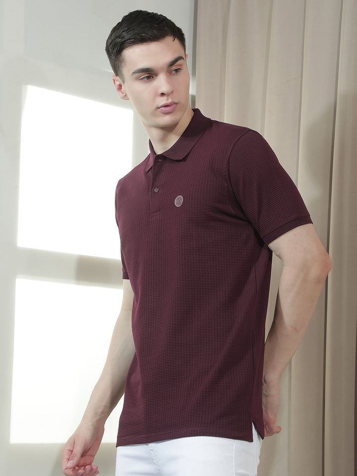 cobb wine solid polo neck t-shirt