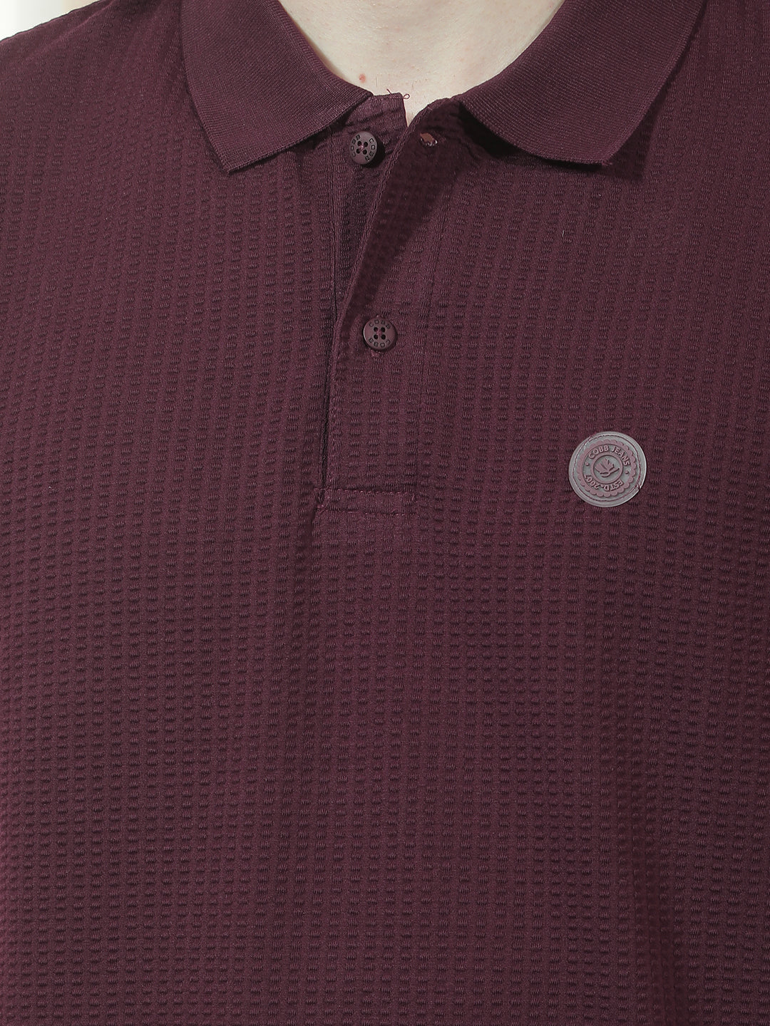 COBB WINE SOLID POLO NECK T-SHIRT
