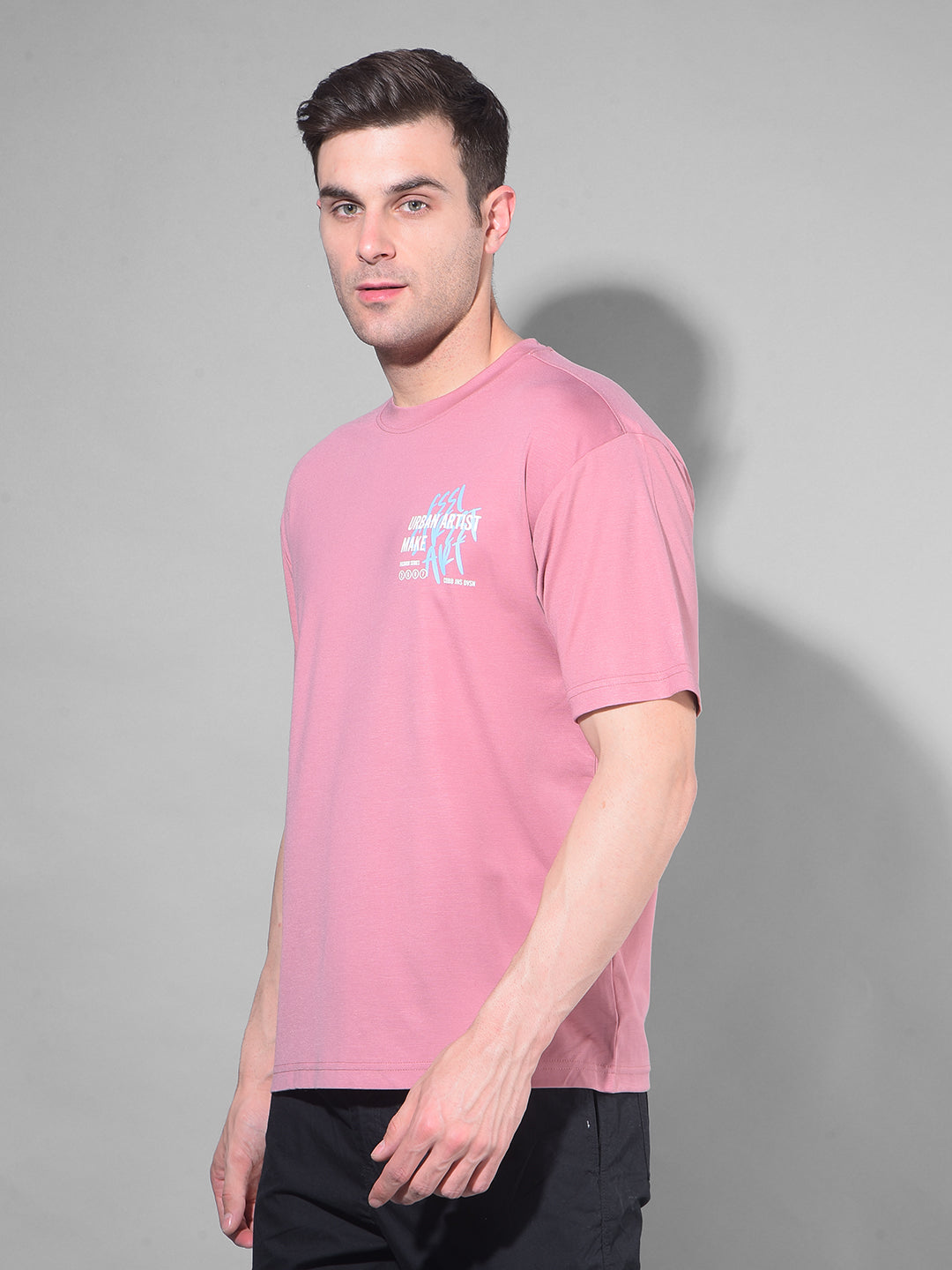cobb rusty pink printed round neck oversized t-shirt