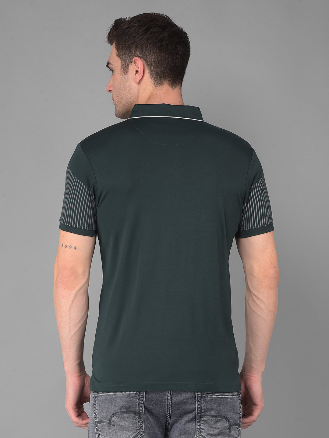 cobb dark green printed polo neck t-shirt