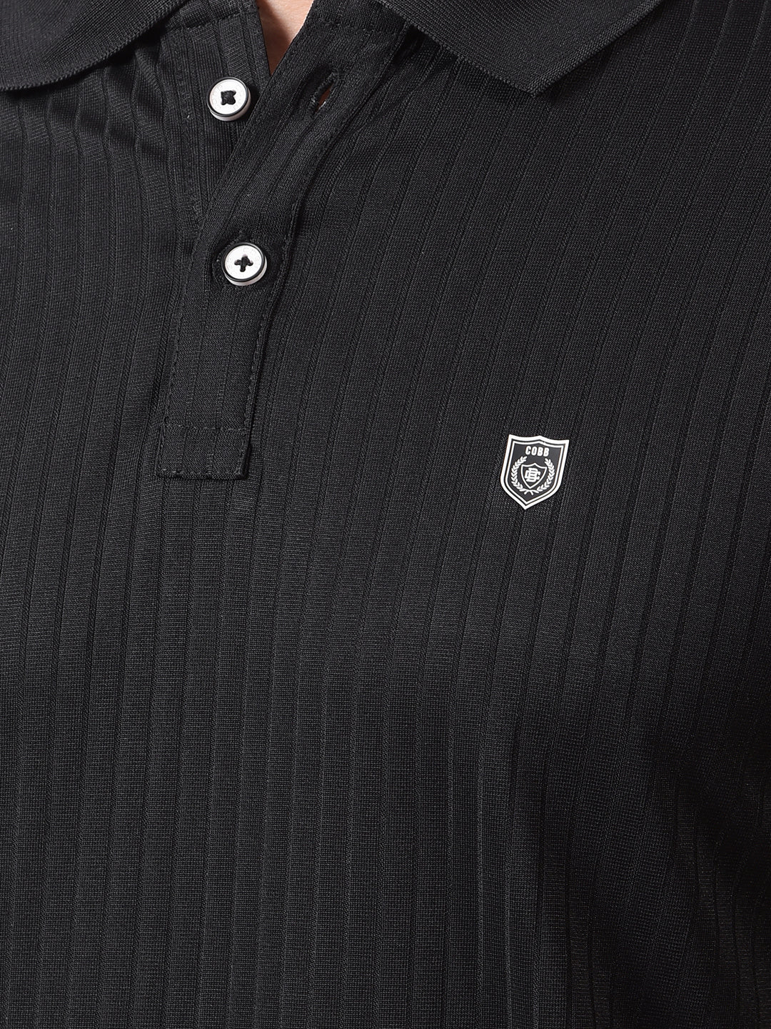 cobb black striped polo neck t-shirt