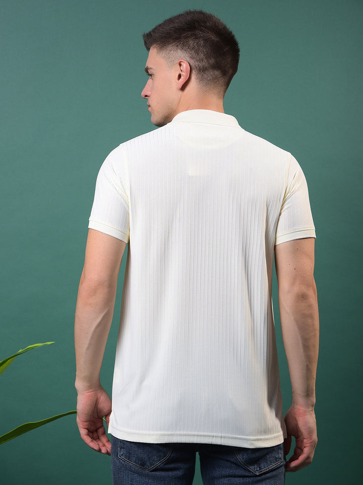 cobb off white striped polo neck t-shirt