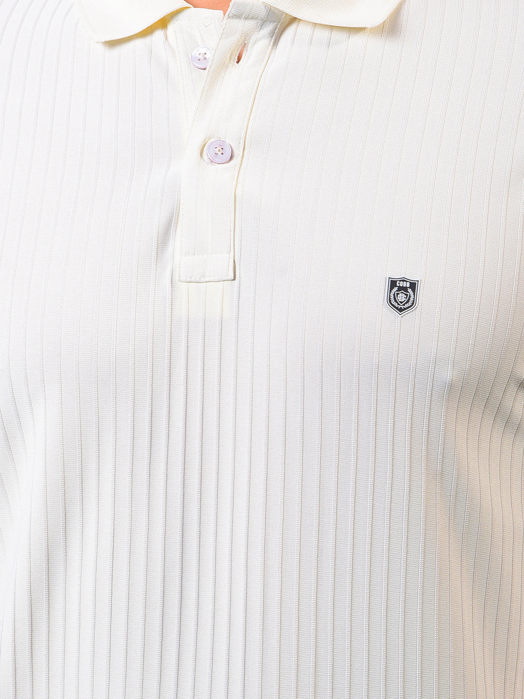 cobb off white striped polo neck t-shirt