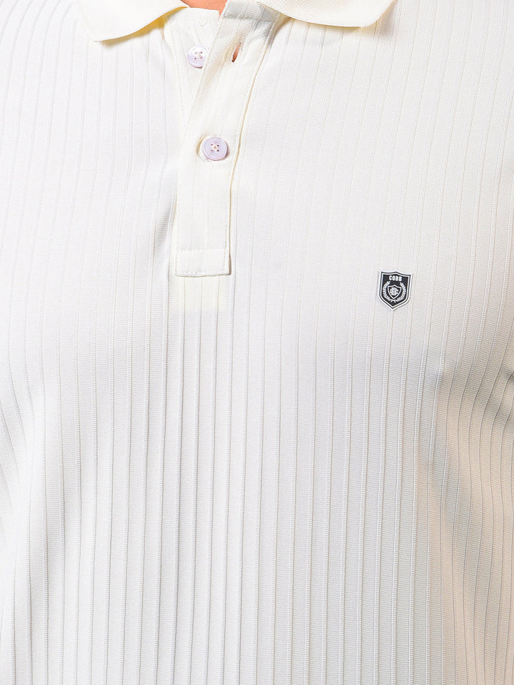 cobb off white striped polo neck t-shirt