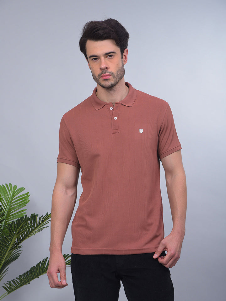 cobb brown striped polo neck t-shirt