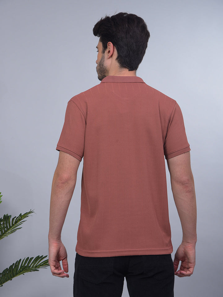 cobb brown striped polo neck t-shirt