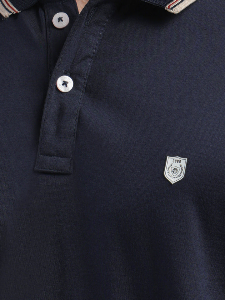 cobb solid navy blue  polo neck t-shirt